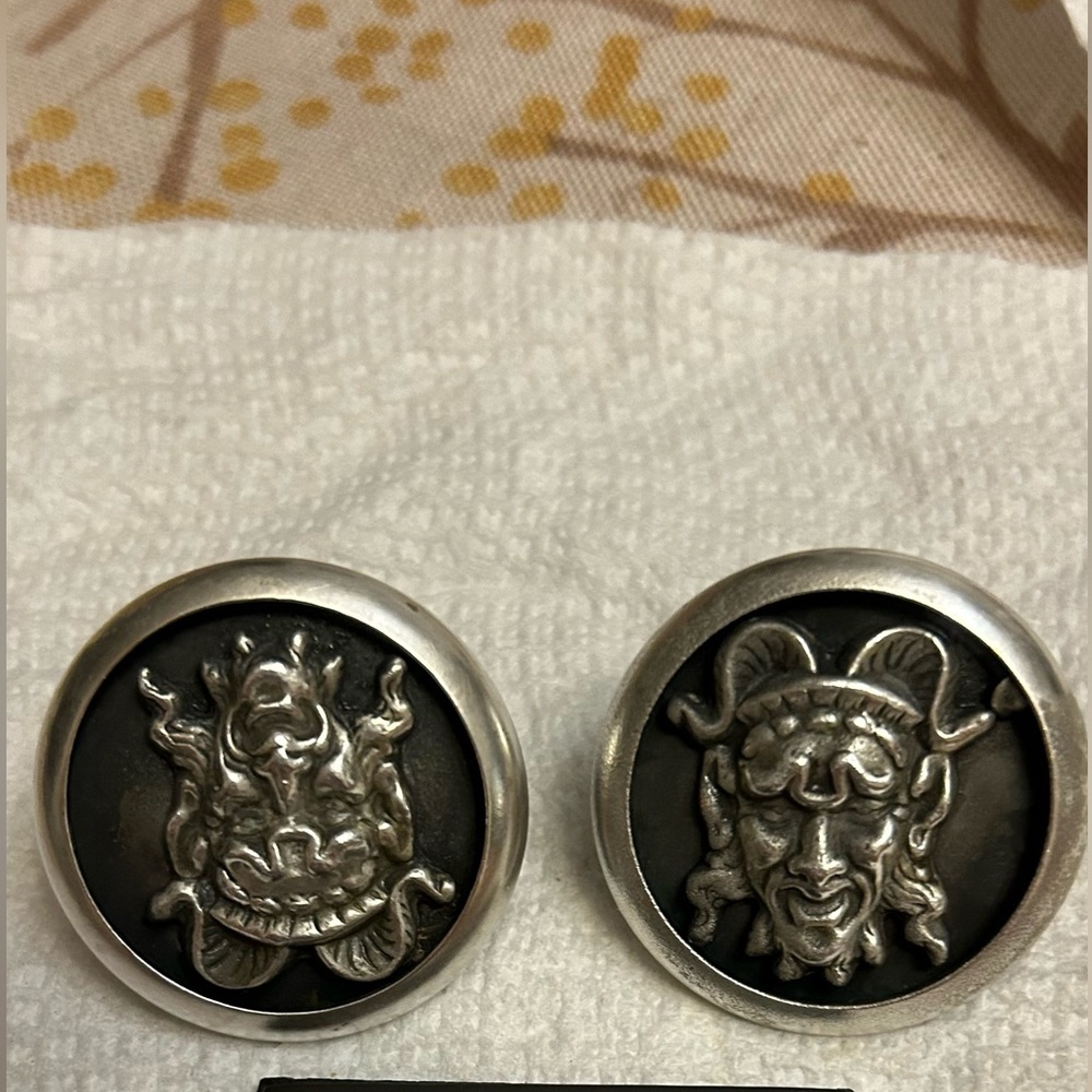 Devil Satan Sterling Silver Cufflinks Stamped . P… - image 1